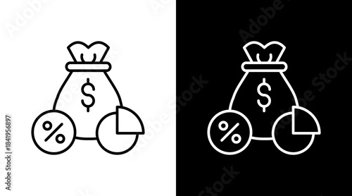 Profit Area Outline White Icon Set Design