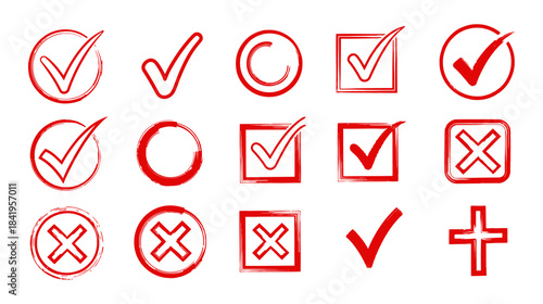 Check Tick Mark Icon Set Cross Box Checkbox List