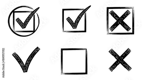 Check Tick Mark Icon Set Cross Box Checkbox Symbol