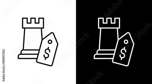 Pricing Strategy Outline White Icon Set Design