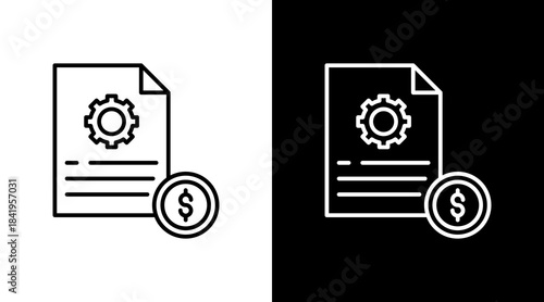 Operational Cost Outline White Icon Set Design