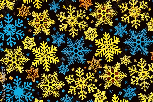Blue red Christmas New Year Winter Snowflakes