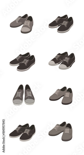 Various canvas shoes collection with transparent background