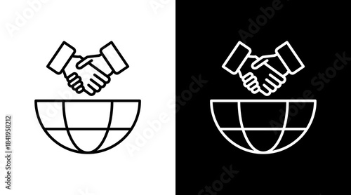 International Partnership Outline White Icon Set Design