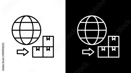 Global Supply Chain Outline White Icon Set Design