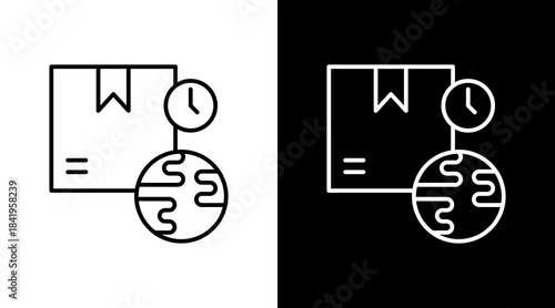 International Shipping Outline White Icon Set Design