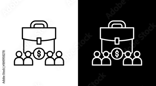 Business Team Outline White Icon Set Design