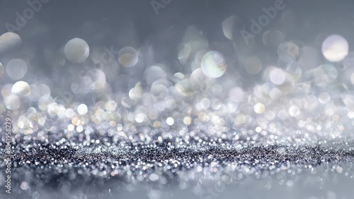 Shimmering Silver Glitter Background with Soft Bokeh Effect