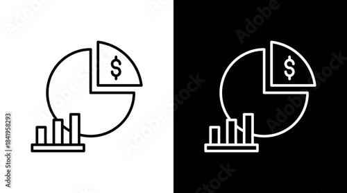 Market Growth Outline White Icon Set Design