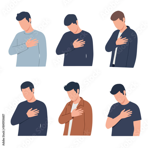 Men hand on chest various outfits