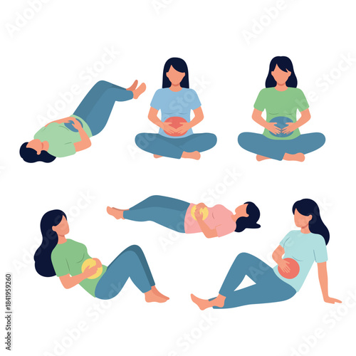 Pregnant women practicing yoga poses for wellness