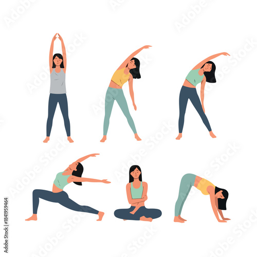 Woman performing yoga poses sequence