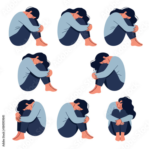 Sad woman sitting in fetal position