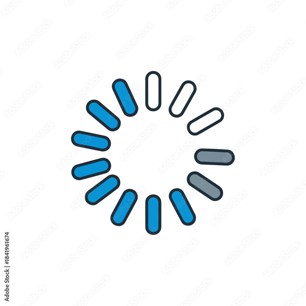 Fototapeta premium Loading Circle Icon, Blue, Gray, White, Modern Design