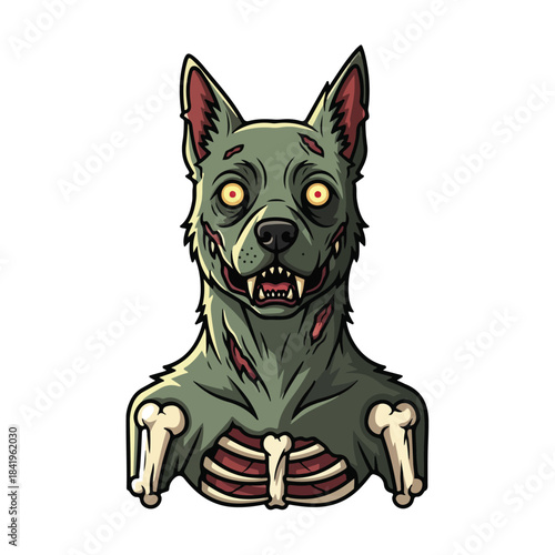 Zombie Dog Illustration, Spooky Halloween Design, Spooky Pet Art