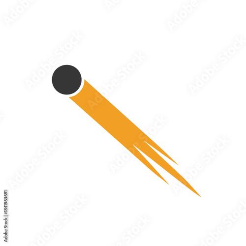 Stylized dark comet with vibrant orange streaking tail, depicting rapid motion.