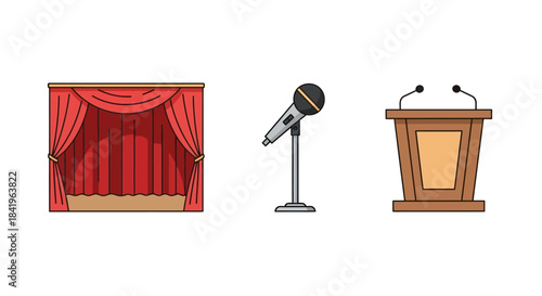 Stage, Microphone, and Podium - Elements of Public Speaking.