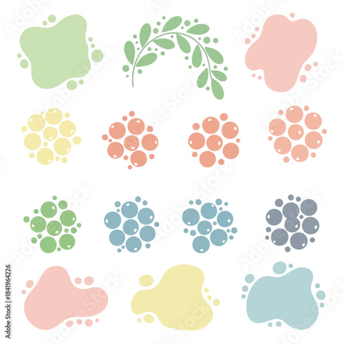 Colorful abstract shapes and floral patterns in pastel shades creating a lively and harmonious