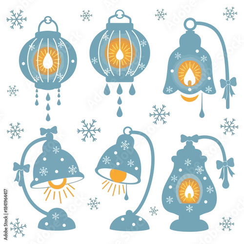Festive Christmas Lanterns and Snowflake Decorations for Holiday Celebration