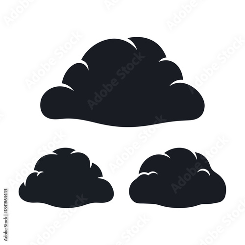 Minimalistic Illustration of Three Cloud Icons in Different Sizes for Design or Web Use