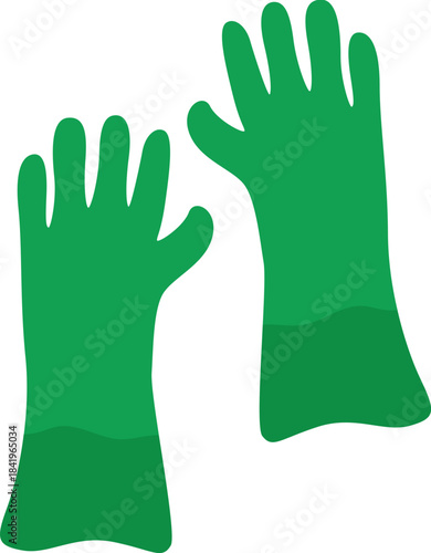 Pair of Green Rubber Gloves for Household Cleaning, Gardening, and Hand Protection