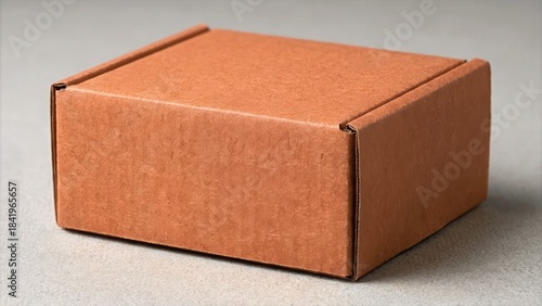 Closed Cardboard Box on Grey Surface Closeup