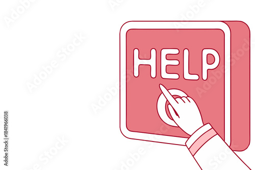 Red call help button.Staff to help visitors,people with disabilities