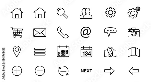 Collection of Hand Drawn Outline Icons for Web and App Design.