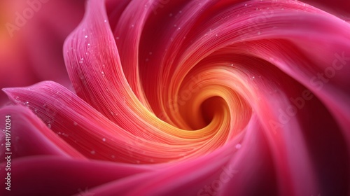 A mesmerizing close-up of a vibrant flower with intricate spiral petals