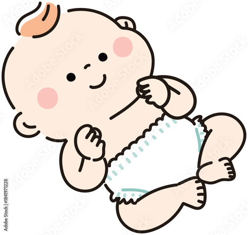 おむつでご機嫌な赤ちゃん