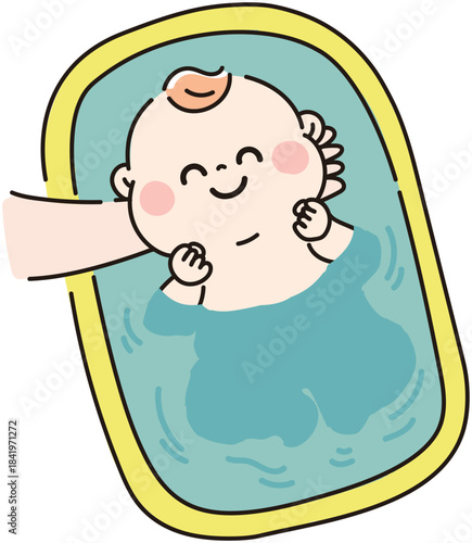 沐浴をしてご機嫌な赤ちゃん