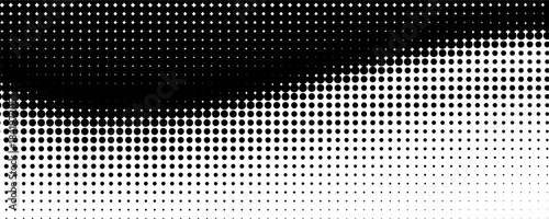 Simple gradient wavy monochrome background with halftone pattern on a white background. Vector illustration