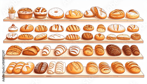 Detailed Sketch Bakery Pastries Doodles for Menu