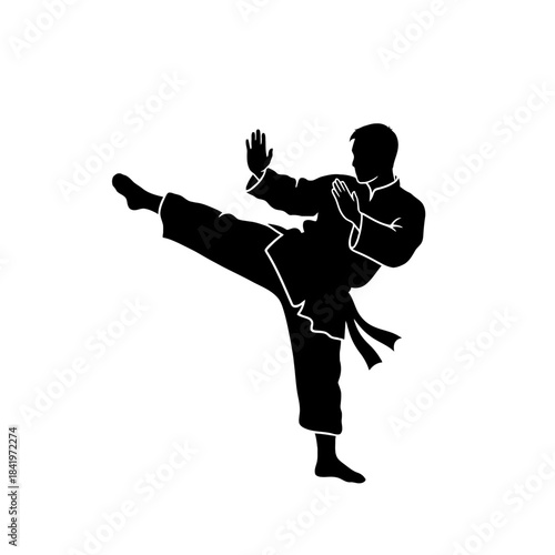 Minimalist Vector Man Kung Fu Silhouette