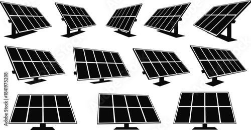 The Ultimate Vector Silhouette Bundle of Power Infrastructure, Utility Poles, High-Voltage Towers, and Solar Panels, Essential for Energy Design Projects.