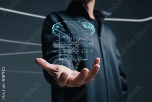 businessman pressing virtual button