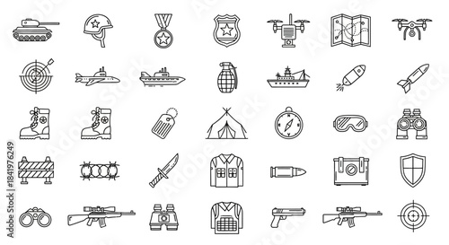 Military Equipment Collection - Tanks, Weapons, and Gear for Combat.