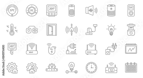 Smart Home Technology Icons Set Vector Illustration.