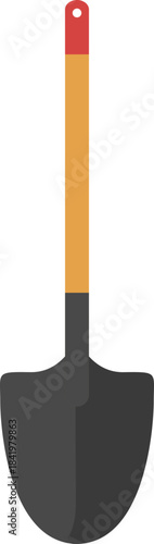 Simple Flat Design Shovel Icon for Gardening, Construction, and Earthwork Projects