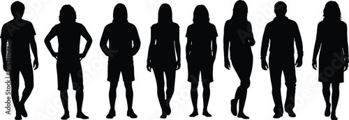 Silhouette of diverse people: A collection of anonymous silhouettes, diverse in form and posture, embodying the universal human experience.