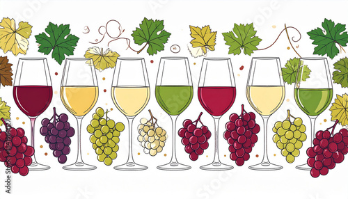 Fine Ink Wine Glass & Grape Doodles for Tasting Flyer