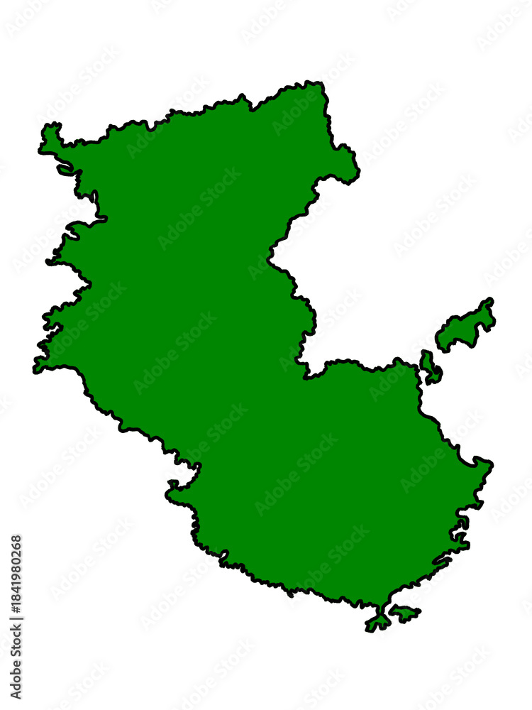 Obraz premium 和歌山県の地図(縁取りグリーン)