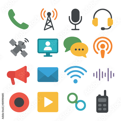 Communication Icon Array: A vibrant collection of communication icons, each symbolizing the different modes of information exchange in the modern world.