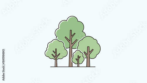 Stylized Trees Illustration - A Minimalist Forest Scene.