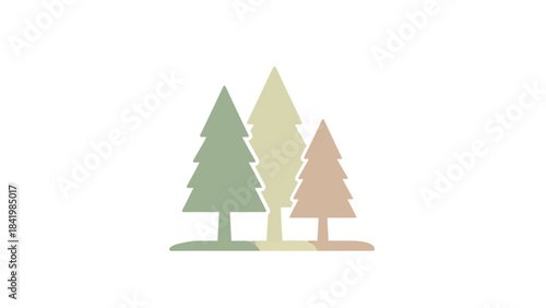 Stylized Tree Trio - A Minimalist Forest Illustration with Soft Hues.