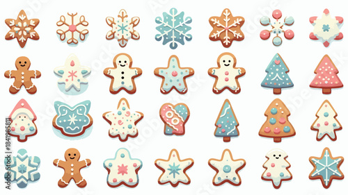 Cute Christmas Gingerbread Cookies Collection in Pastel Colors beauty