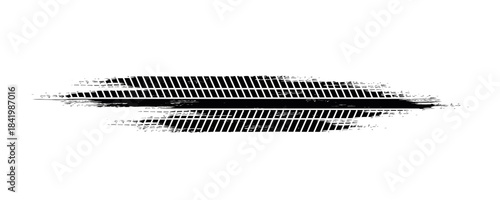 Vector Print Textured Tire Track . Design Element . Car tread silhouette . Mud splash grunge texture