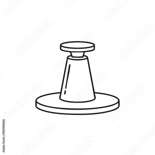Minimalist Line Drawing of a Pushpin or Thumbtack on a Flat Surface.