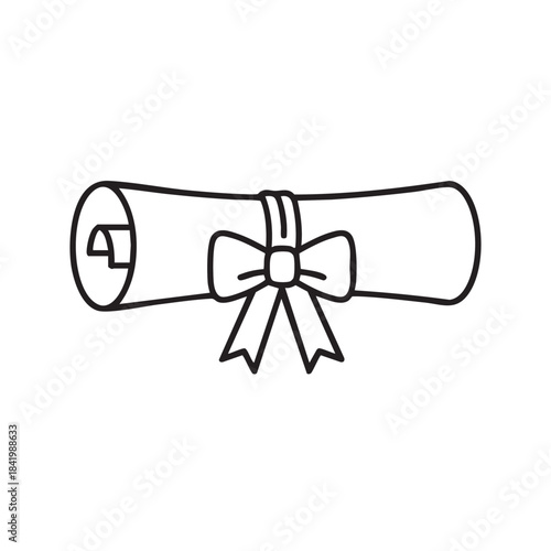 Graduation Diploma Scroll with Ribbon and Bow Illustration.