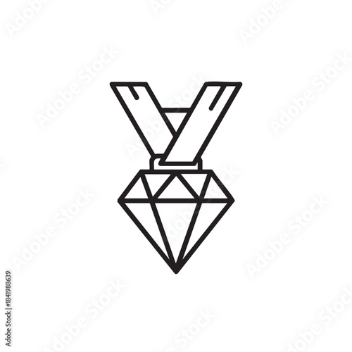 Minimalist Line Drawing of a Diamond with Ribbon Award.
